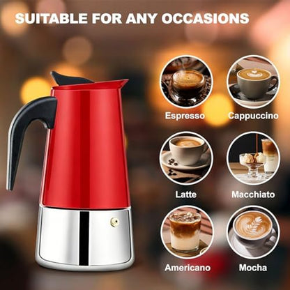 12 Cup Stovetop Espresso Maker Stainless Steel Moka Pot Stove Top Percolator Italian Coffee Makers Capable Mocha Greca Machine Cafe Classic Induction Cookers for Home and Camping 600ml 20oz