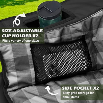 Youtanic Double Camping Chair, Heavy Duty 650lbs Padded Loveseat for Adults