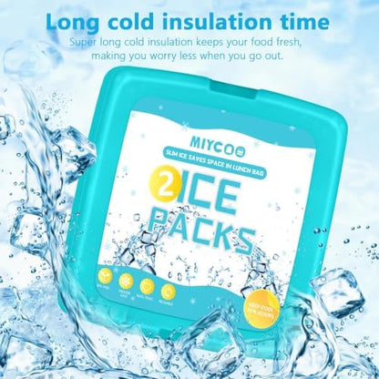 MIYCOO Ice Packs for Lunch Boxes & Coolers Long Lasting, Reusable
