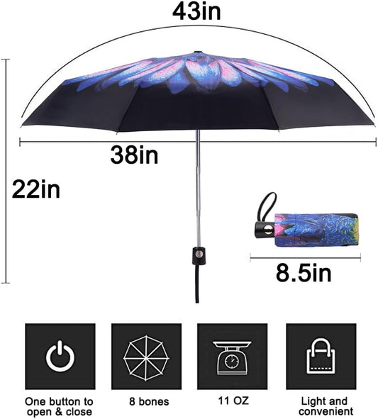 Goothdurs Automatic Mini Travel Windproof Umbrella Compact Auto Open/Close Small Lightweight Folding Rain Umbrellas for Women Men