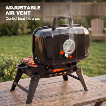Portable Charcoal Grill, Small Foldable Tabletop BBQ Grill