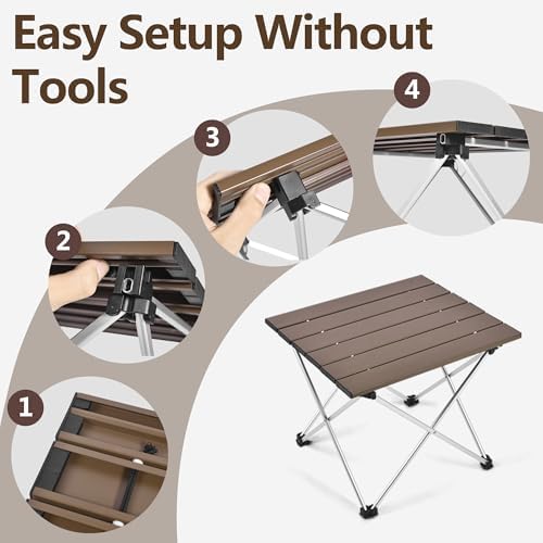 Grope Portable Camping Table,Aluminum Folding Beach Table (Coffee-S)