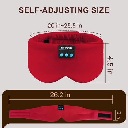 Sleep Mask Bluetooth 5.4 Headphones Soft Wireless Headband Eye Mask Blackout with Microphone (Red)