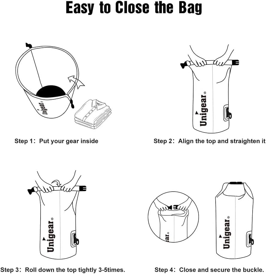 Unigear Dry Bag Waterproof, 2L/5L/10L/20L/30L/40L Floating and Lightweight Bags for Kayaking, Boating, Fishing, Swimming and Camping with Waterproof Phone Case