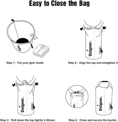 Unigear Dry Bag Waterproof, 2L/5L/10L/20L/30L/40L Floating and Lightweight Bags for Kayaking, Boating, Fishing, Swimming and Camping with Waterproof Phone Case