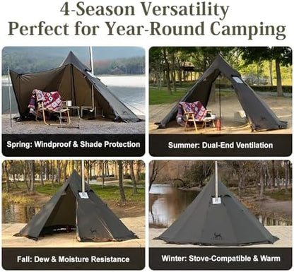 MC TOMOUNT 3.6lb Ultralight Hot Tent, Tipi Backpacking Tent for Camping