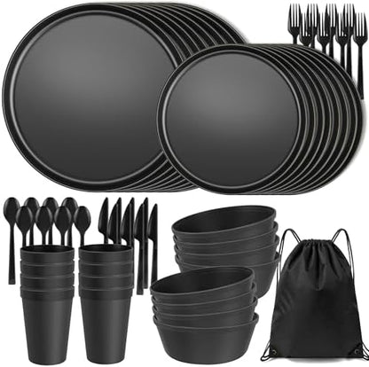 56 Piece Dinnerware Set for 8, Unbreakable Plates and Bowls Sets
