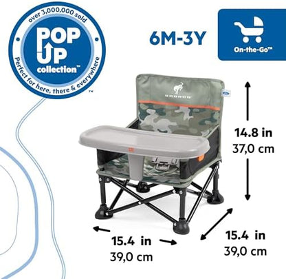 Bright Starts Ford Bronco Pop 'N Sit Portable Booster Chair, Floor Seat, Indoor/Outdoor Use, Compact Fold, Camo Print, 6 Mos - 3 Yrs