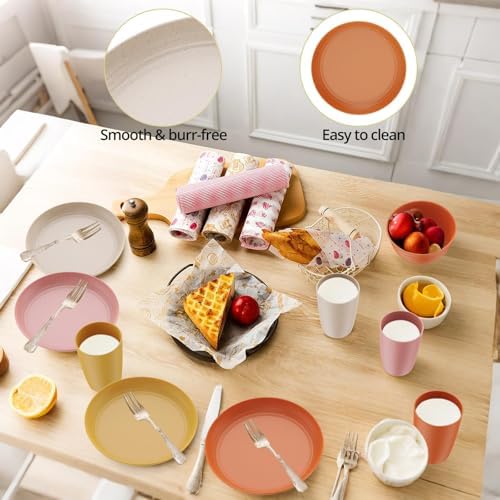 Anbte 12pcs Plastic Camping Plates and Bowls Sets for 4, Unbreakable