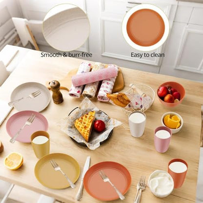 Anbte 12pcs Plastic Camping Plates and Bowls Sets for 4, Unbreakable