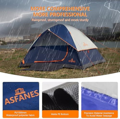 ASFANES Tents for Camping 2/4/6 Person Camping Dome Tent, Waterproof,Spacious, Lightweight Portable Backpacking Tent for Outdoor Camping/Hiking