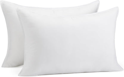 Amazon Basics Down Alternative Pillows, Soft Density for Stomach and Back Sleepers, Queen - Pack of 2, White, 30 in L x 20 in W