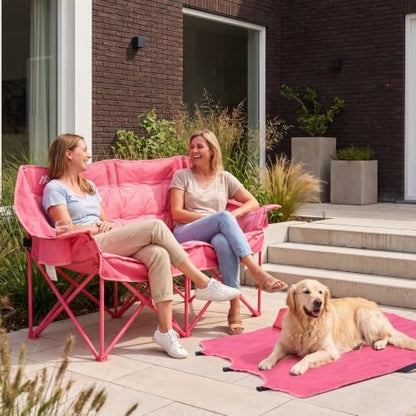 Huskfirm Padded Double Camping Chair, Heavy Duty Camping Loveseat, Pink