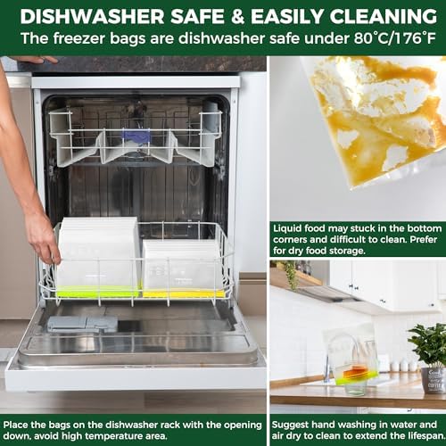 SPLF 20 Pack Reusable Snack Bags Dishwasher Microwave Safe