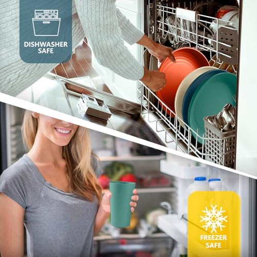 Teivio 32-Piece Plates and Bowls Sets for 8,Colorful Kitche Dinnerware Sets