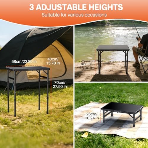 FUNYKICH Waterproof Camping Tables with Plastic Tabletop 22.8''x15.7''
