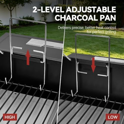 Royal Gourmet CC1830T Barrel Charcoal Grill, Front Storage Basket, Hooks