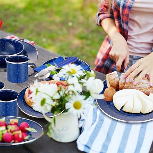 Nuogo 12 Pcs Enamel Camping Tableware Set Dinnerware Kit