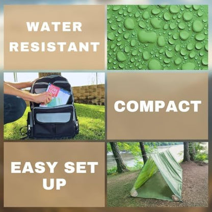 Emergency Zone Reflective & Green Survival 2 Person Tube Tents. Available in 1, 2, 3, 48 Packs. (Green, 2)