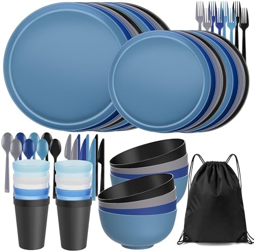 56 Piece Dinnerware Set for 8, Unbreakable Plates and Bowls Sets