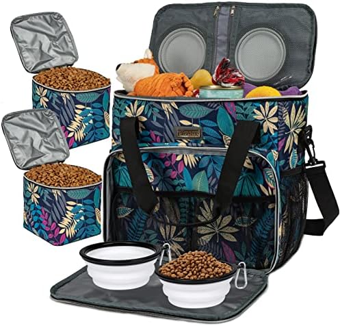 BAGLHER Dog Travel Bag, Pet Travel Bag (ALL Pet Travel Supplies), With 2 Pet Food Containers and 2 Collapsible Silicone Bowls; Essential Kits for Travel Hawaii