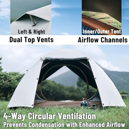 Naturehike Cloud River Tent [2025 Upgrade] - 2-3 Person Lightweight Backpacking Tent, Black Coating for Sun Protection, Windproof & Rainproof, Easy Setup for Camping Hiking Travel, Double Layer Tent
