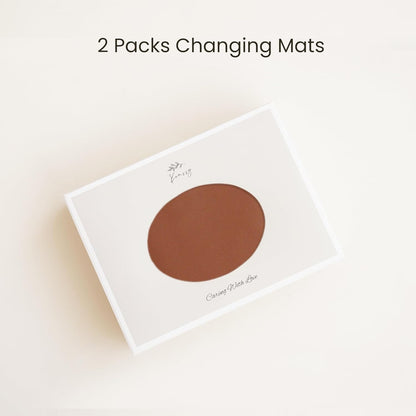 Konssy Faux Leather Baby Changing Mat 2 Pack, Waterproof, Wipeable & Portable Diaper Changing Pad for Travel or Home, Foldable Mat Fits Perfectly in Diaper Bag, 30 x 17 inches (Brown,Beige)