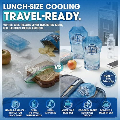 Large Leakproof Ice Bag. Reusable Ice Pack for Cooler - Long Lasting Instant Cooler Ice Packs - Drop in Cubed Ice to Make Cold, Dry Freezer Packs for Coolers - Drink Your Ice When It Melts