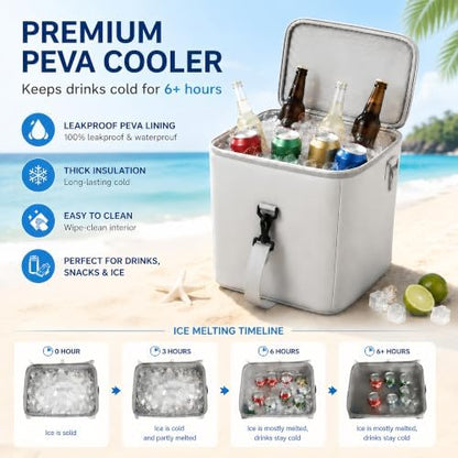 2-in-1 Cooler Organizer Insert Compatible with X Large Bogg Bag Cooler, Leakproof Insulated Cooler with Mesh Divider, Dry Wet Separate Beach Tote Accessory for Pool, Camping & Travel