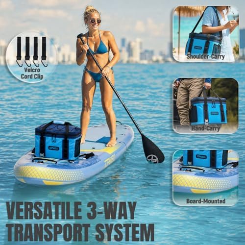UPWELL Paddle Board Accessories, Waterproof SUP Cooler Bag with TPU Zipper, PVC Dry Bag, 42 Cans Surf Kayak Cooler