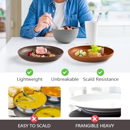 Teivio 32-Piece Plates and Bowls Sets for 8, Farmhouse Dinnerware Sets