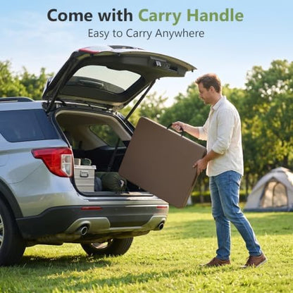 6ft Folding Table, Foldable Picnic Table Portable Table for Indoor Outdoor Use Heavy Duty Plastic Table Camping Table with Carry Handle for Party, BBQ, Brown