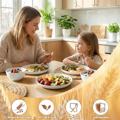 Kitchen Plates and Bowls Sets for 8, Dinner Plates Set of 8 - White