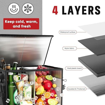 FANGSUN Grill Caddy with Lid, Foldable BBQ Caddy with Paper Towel Holder