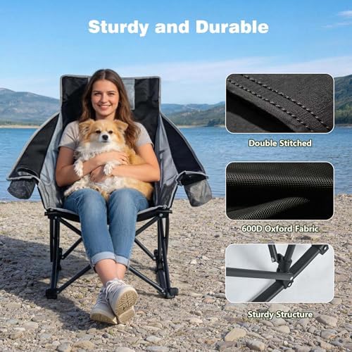 SUNNYFEEL 2 Pack Rocking Camping Chair with Headrest, Heavy Duty 500LBS