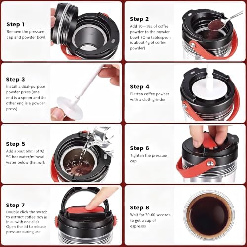 20oz Portable Electric Espresso Maker Travel Mug for Camping, Black