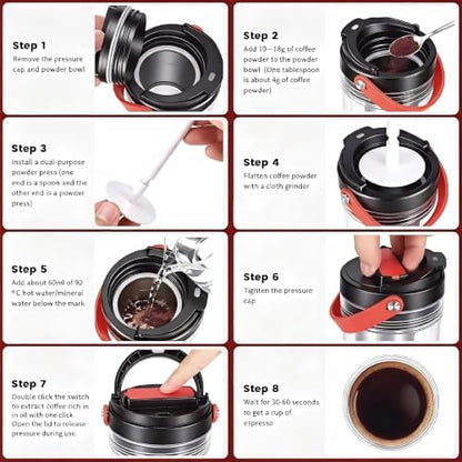 20oz Portable Electric Espresso Maker Travel Mug for Camping, Black