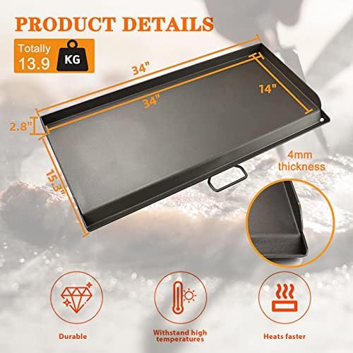 Griddle for Camp Chef 2 Burner Stove, Flat Top Griddle fits Camp Chef Accessories, 14 x 32'' Outdoor Cooking Systems
