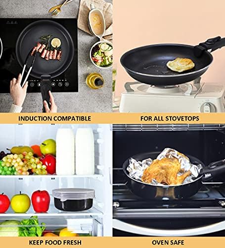 16 Pieces Kitchen Removable Handle Cookware Sets, Stackable Pots and Pans Set Nonstick for Induction Gas RVs Camping Space Saving