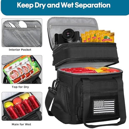 GLENKEY Tactical Lunch Box Men Expandable Insulated Leakproof Cooler Bag