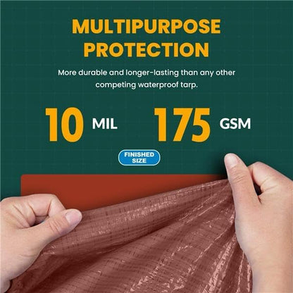 Large Waterproof Tarp - Heavy Duty 10 Mil Thick Poly Tarpaulin Ideal for Canopy Tents, Boats, RV or Pool Covers - Multipurpose Protective Tarps with Grommets for Indoor and Outdoor Use | 18' x 24'