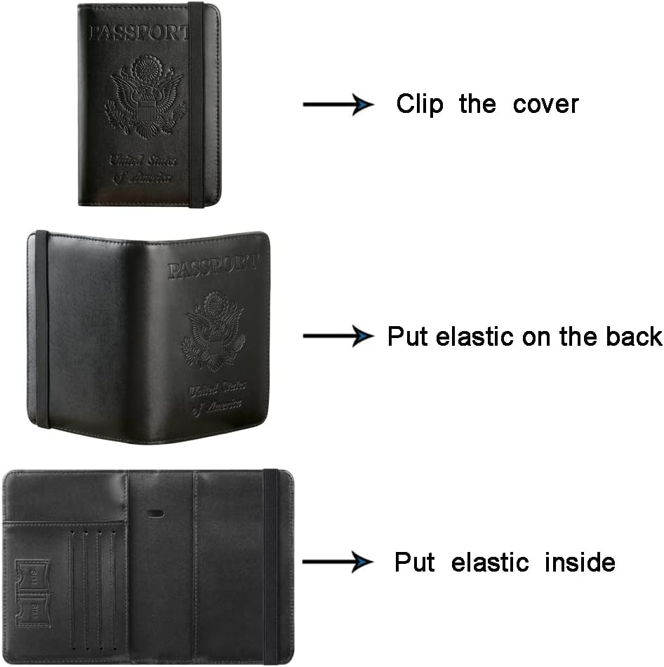 Passport Holder Cover Wallet Travel Essentials RFID Blocking Leather Card Case International Must Haves Travel Accessories for Women Men(113#Black)