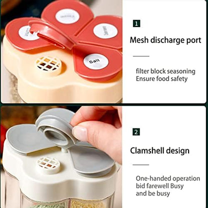 5 In 1 Travel Spice Containers, Shaker Jars, Clear Plastic Container Jars With Labels, Airtight Cap, Pour/Sift Shaker Green