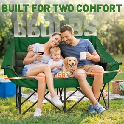 Youtanic Oversized Double Camping Chair, Folding Loveseat Camping Couch