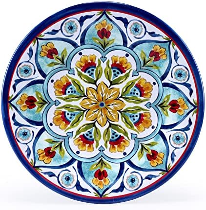 Retro Style Melamine Dinnerware Sets, 12Pcs Durable Plates and Bowls for 4