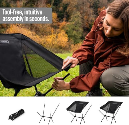 TSE LC100 Compact Camping Chair, 2lbs Super Lightweight Outdoor Folding Chair. Portable for Hiking, Beach, Festivals, Urban Use, or Garden Relaxation