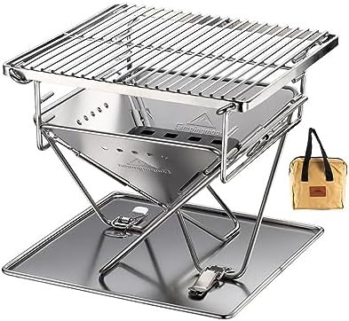 CAMPINGMOON Portable Charcoal Grill Fire Pit Stainless Steel X-MINI-PRO