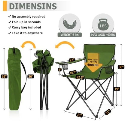 Joyfair Camping Chairs for Lawn & Beach, Large for Adults, Olive Green