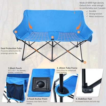 Leonyo Double Camping Chairs, Oversized 2 Person Camping Chair for Adults