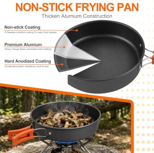 17-Piece Camping Cookware Set for 3-4 Campers with 1.1L Kettle